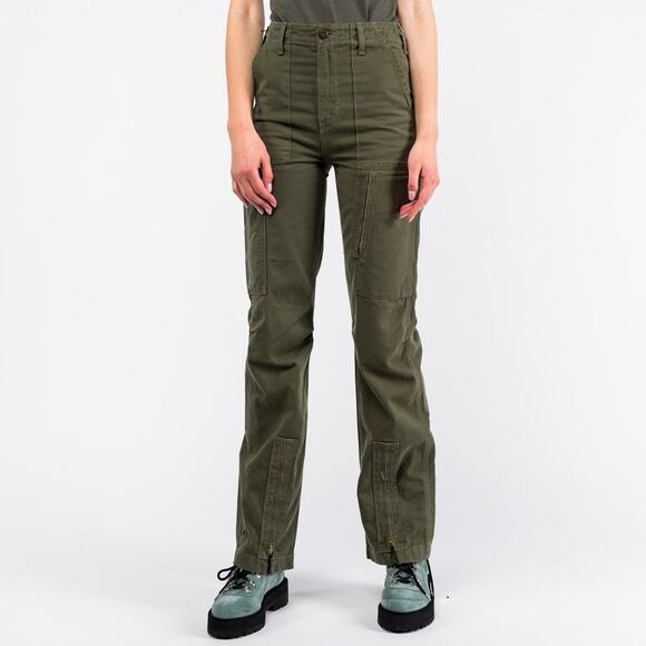 RE/DONE Originals High Rise Cargo Pant in Army Green Military Fatigue Surplus - Picture 7 of 13